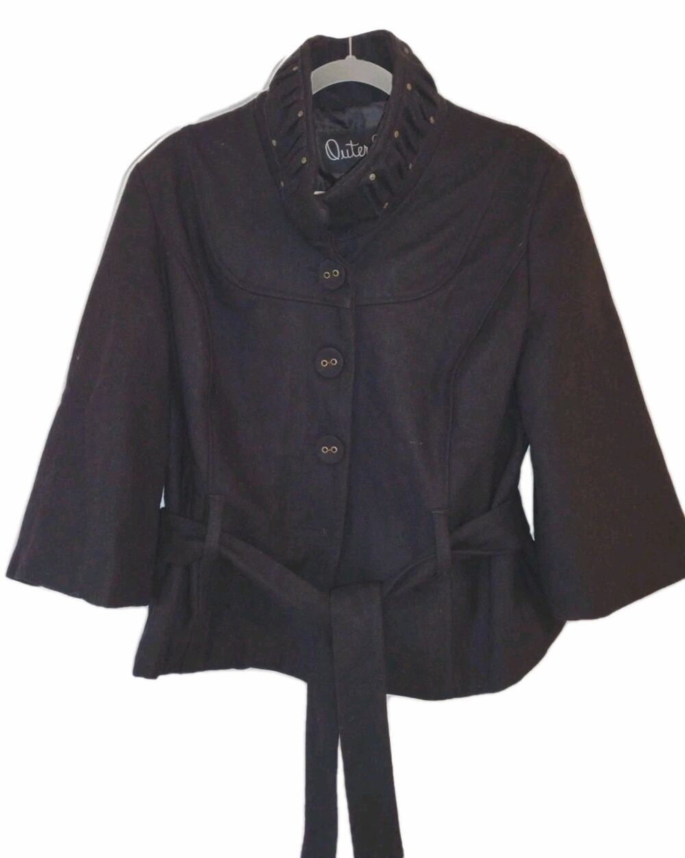 Women's Black Peplum Ruffle Collar,  Outer Edge chic trendy